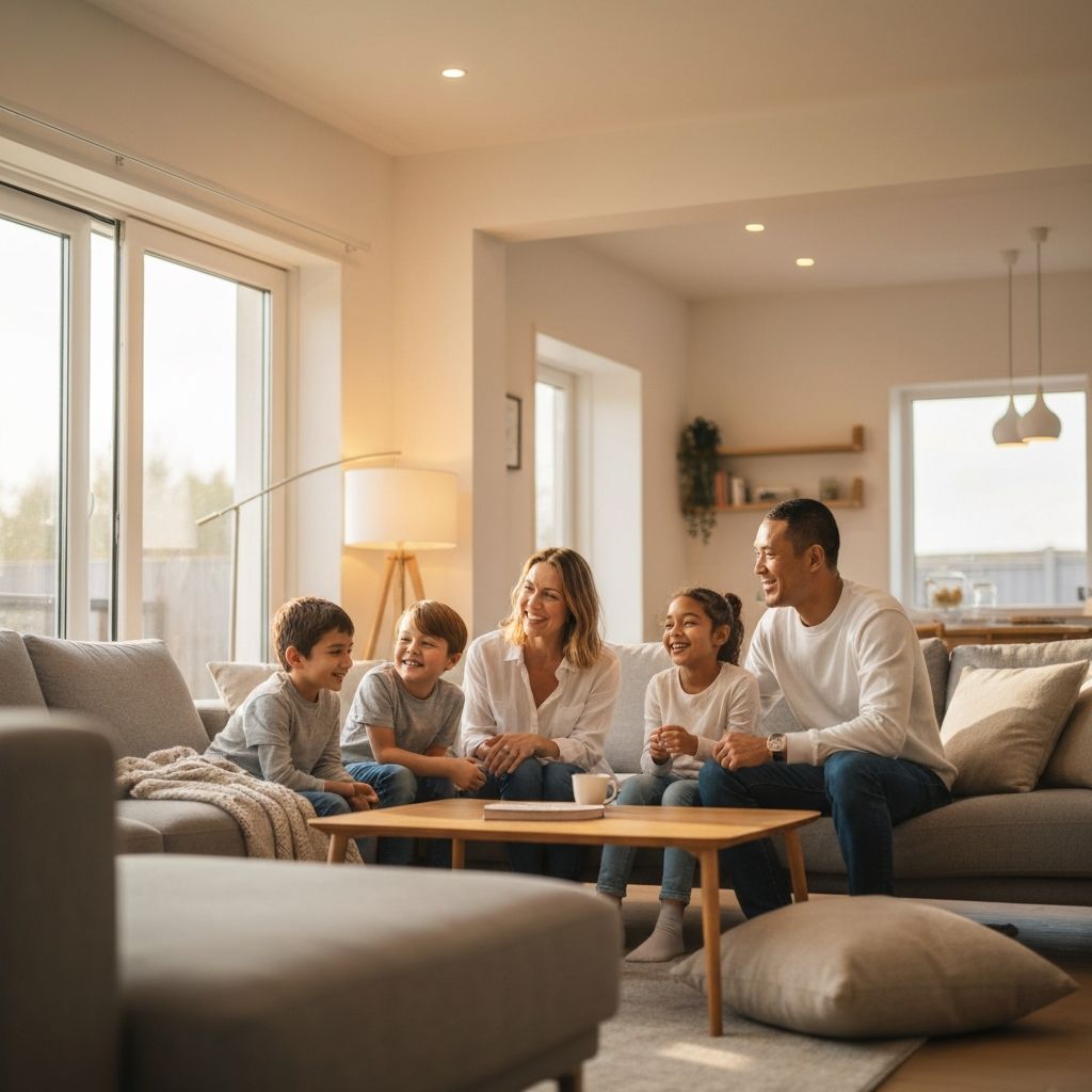 Famiglia felice a casa